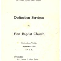 First Baptist Church Dedication Services Booklet
